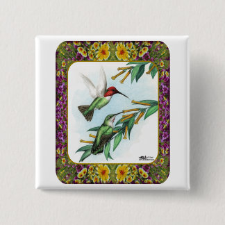 Hummingbirds and Flowers #4 15 Cm Square Badge