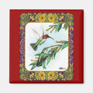 Hummingbirds and Flowers #4 Magnet