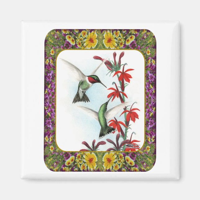 Hummingbirds and Flowers #5 Magnet (Front)