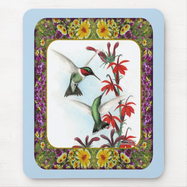 Hummingbirds and Flowers #5 Mouse Pad (Front)