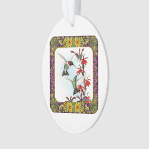 Hummingbirds and Flowers #5 Ornament