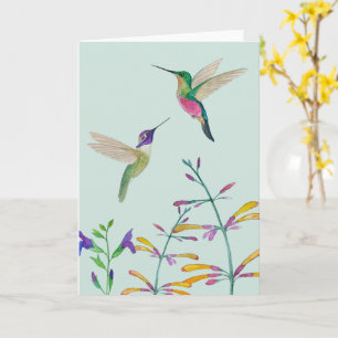 Hummingbirds and Flowers Card