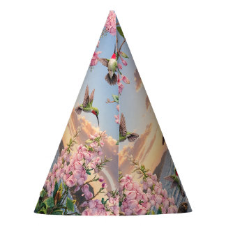 Hummingbirds and Flowers Landscape Party Hat