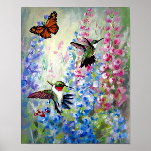 Hummingbirds and Flowers Posters & Prints
