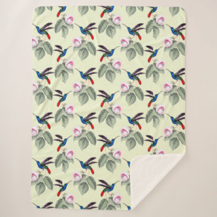 Hummingbirds and Flowers Sherpa Blanket