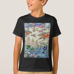 Hummingbirds and flowers stained glass WOW T-Shirt