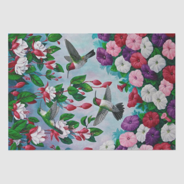 Hummingbirds and Flowers Tissue Paper (Front)