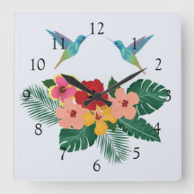 Hummingbirds and Flowers Wall Clock