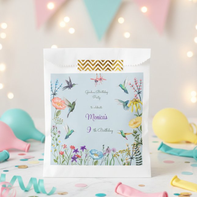 Hummingbirds and Flowery garden birthday party Favour Bags (Creator Uploaded)