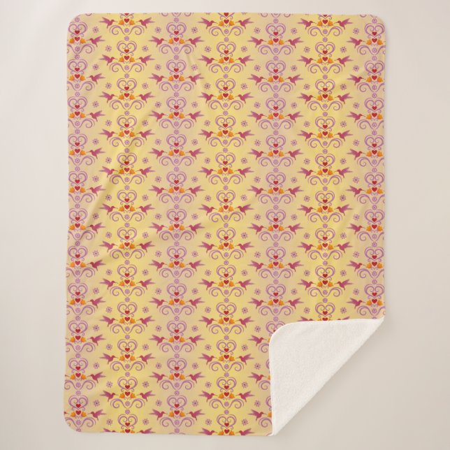 Hummingbirds And Hearts Sherpa Blanket (Front)