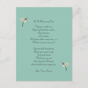 Hummingbirds and John Vance Cheney Quote Postcard