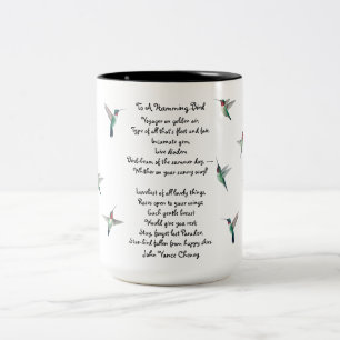 Hummingbirds and John Vance Cheney Quote Two-Tone Coffee Mug