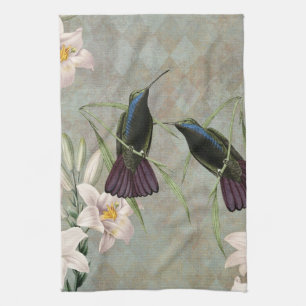 Hummingbirds and Lilies Tea Towel
