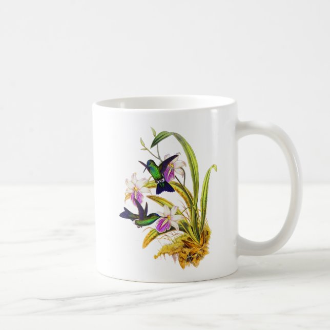 Hummingbirds and Purple Orchids Coffee Mug (Right)