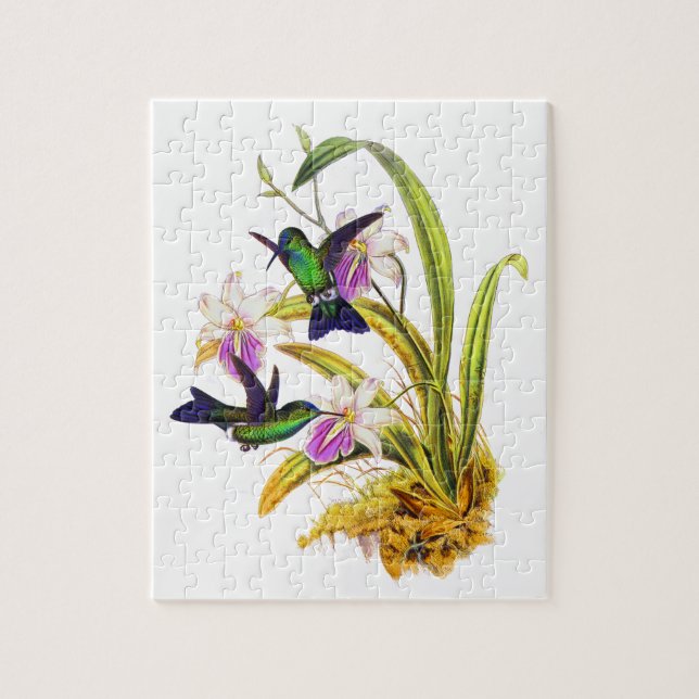 Hummingbirds and Purple Orchids Jigsaw Puzzle (Vertical)