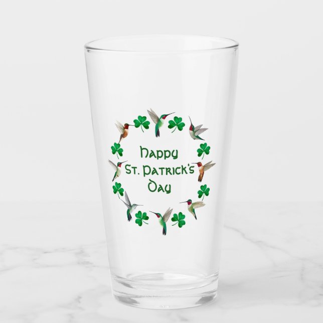 Hummingbirds and Shamrocks Glass (Front)