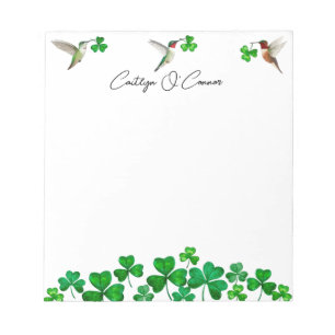 Hummingbirds and Shamrocks Notepad