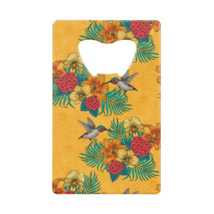 Hummingbirds and tropical bouquet in yellow