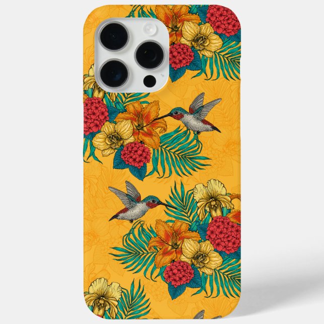 Hummingbirds and tropical bouquet in yellow Case-Mate iPhone case (Back)