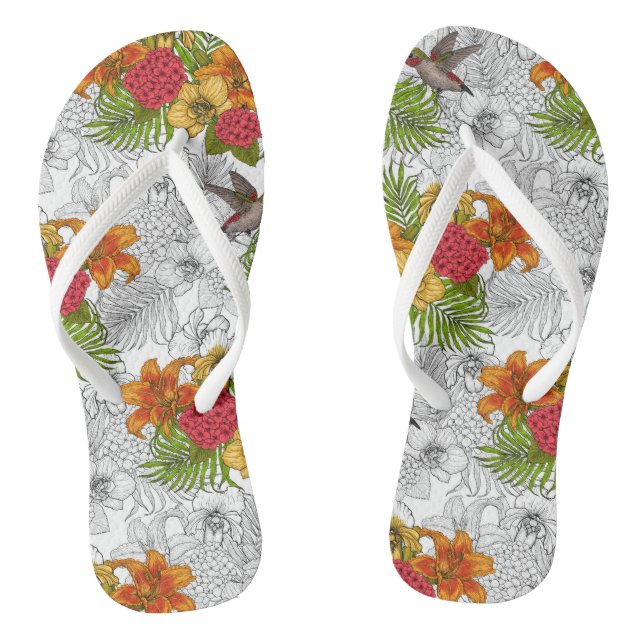 Hummingbirds and tropical bouquet jandals (Footbed)