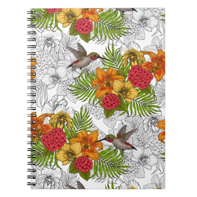 Hummingbirds and tropical bouquet notebook (Front)