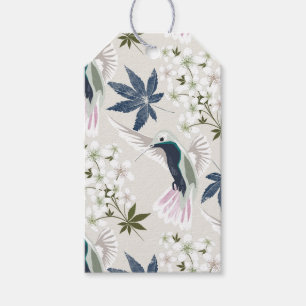 Hummingbirds and white flowers. gift tags