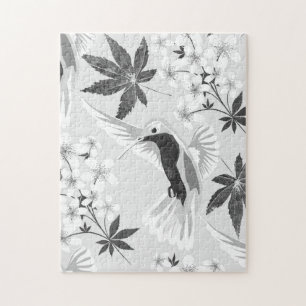 Hummingbirds and white flowers. jigsaw puzzle