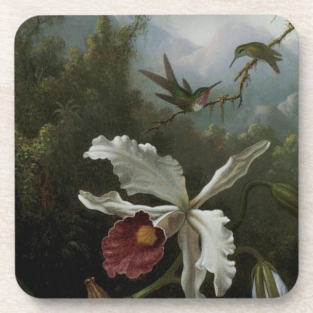 Hummingbirds and White Orchid by Martin J. Heade Coaster (Front)