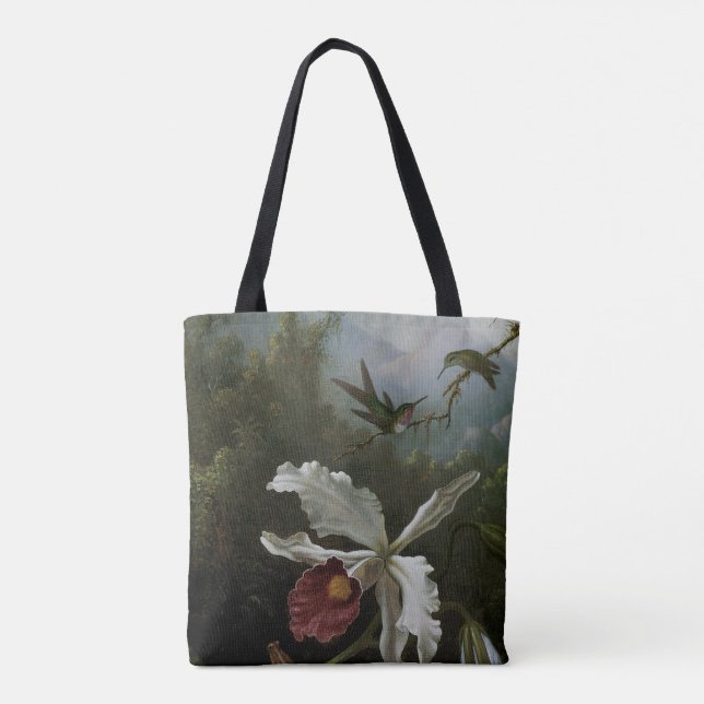 Hummingbirds and White Orchid by Martin J. Heade Tote Bag (Back)