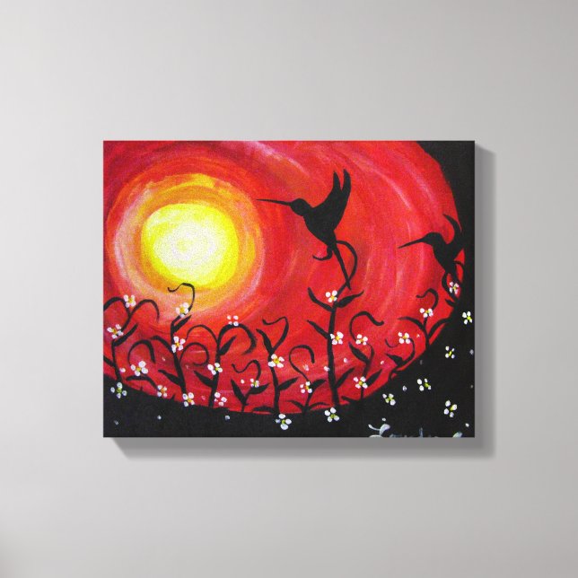 Hummingbirds at Sunset Canvas Print (Front)