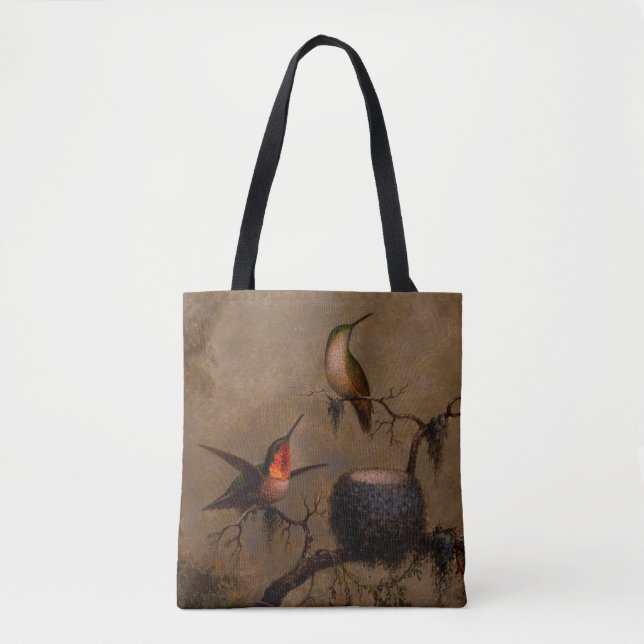 Hummingbirds bird nest victorian heade painting tote bag (Front)