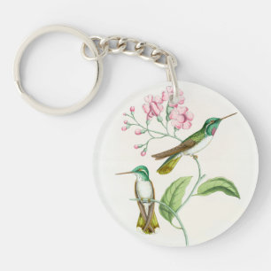 Hummingbirds Birds Flowers Floral Animals Wildlife Key Ring