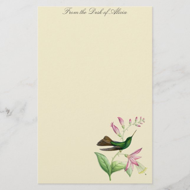Hummingbirds Birds Flowers Floral Wildlife Animals Stationery (Front)