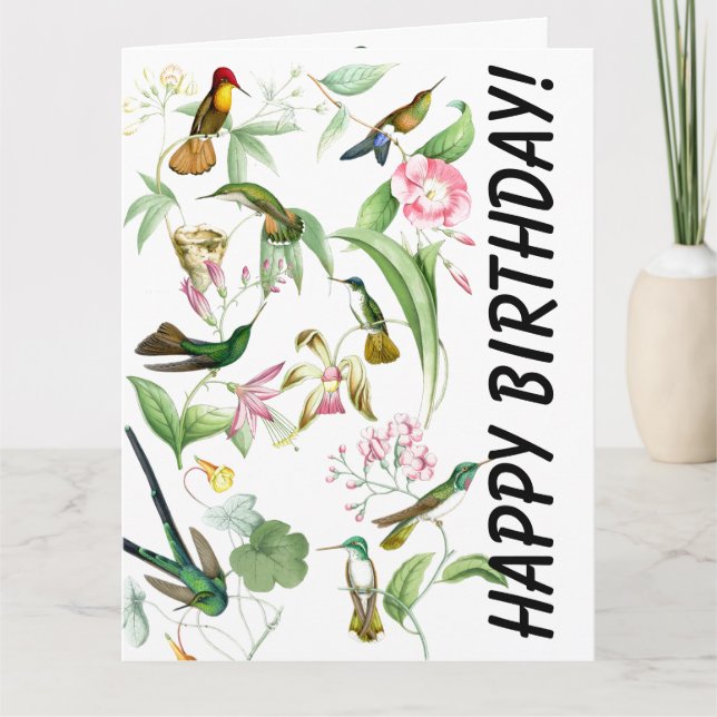 Hummingbirds Birthday Big Greeting Card (Front)