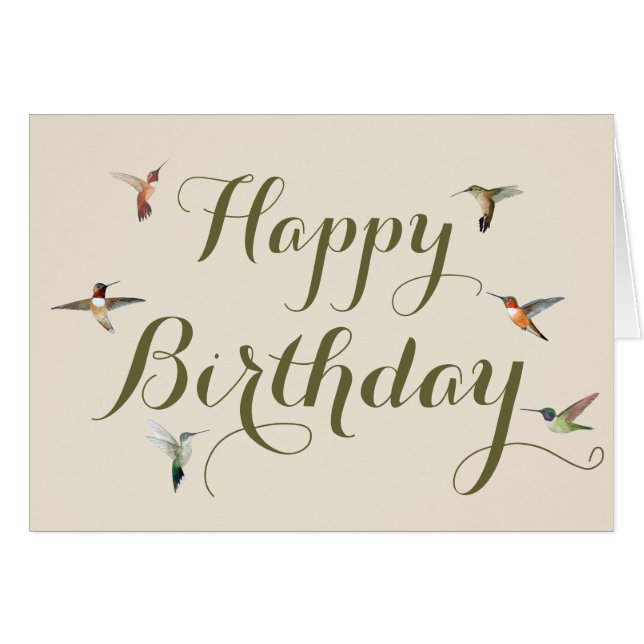Hummingbirds Birthday Card (Front Horizontal)
