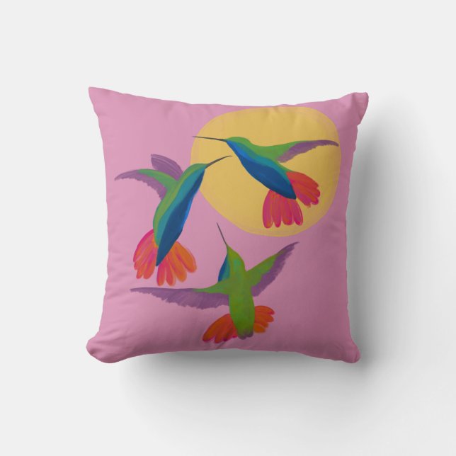 Hummingbirds - Black Throated Mango Art Cushion (Front)