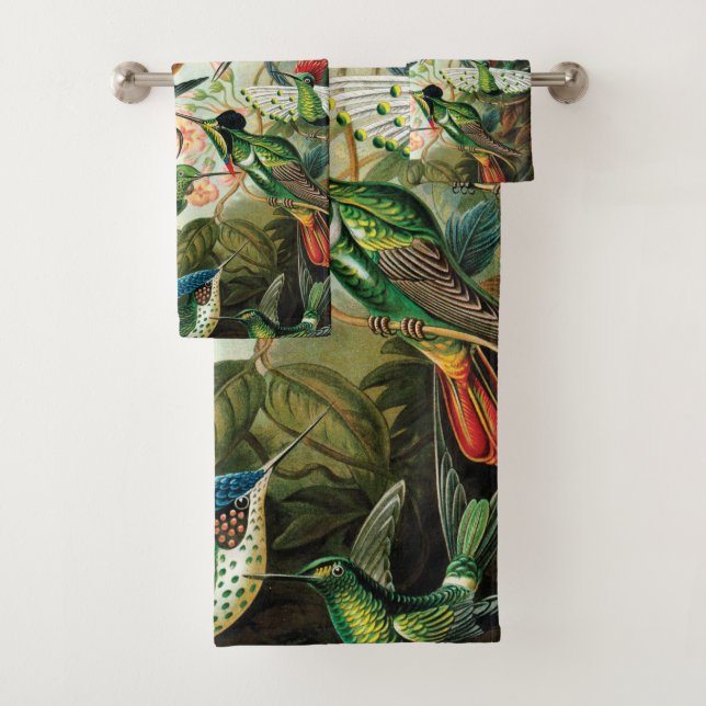 Hummingbirds by Ernst Haeckel Bath Towel Set (Insitu)