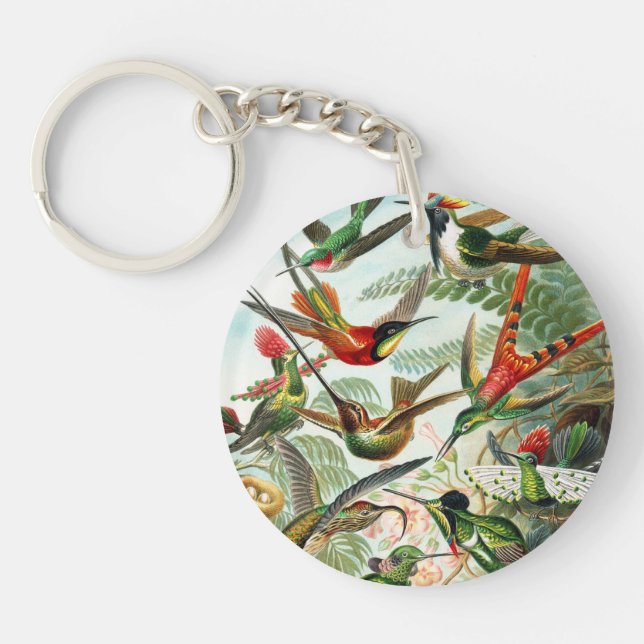 Hummingbirds by Ernst Haeckel Key Ring (Front)
