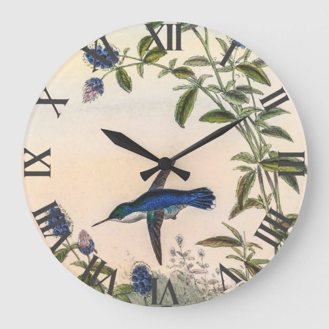 Hummingbirds by John Gould Large Clock (Front)