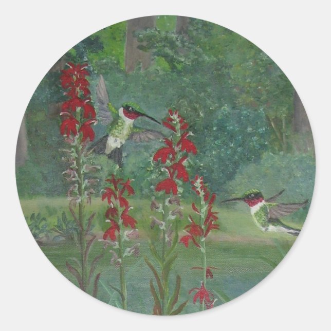 Hummingbirds by the Pond Sticker (Front)