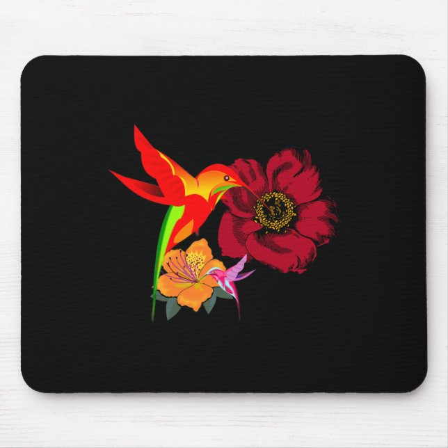 Hummingbirds Feeding From Flowers Graphic Art   Mouse Pad (Front)