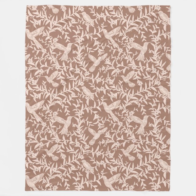 Hummingbirds Floral Fleece Blanket (Front)