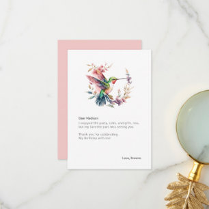 Hummingbirds Floral Wreath Bithday Party Thank You Card