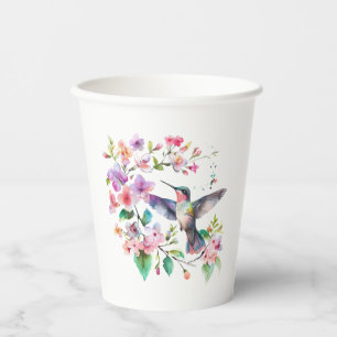 Hummingbirds Floral Wreath Paper Cups