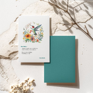 Hummingbirds Floral Wreath  Thank You Card