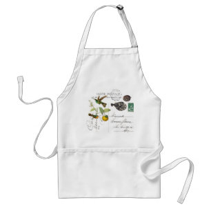 Hummingbirds Flowers French Ephemera Fish Apron