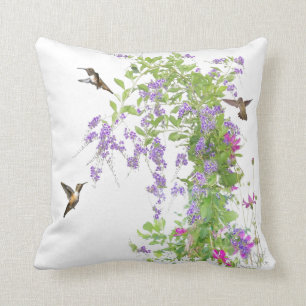 Hummingbirds Flowers Pillow