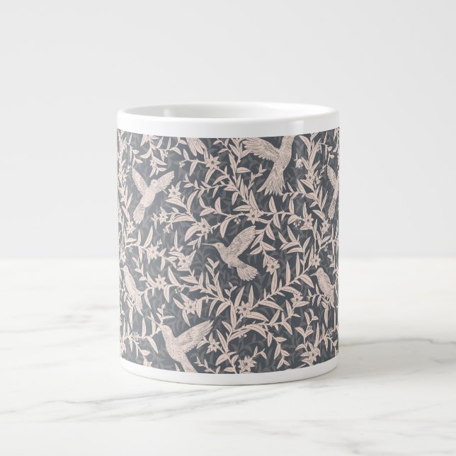 Hummingbirds foliage gray large coffee mug (Front)