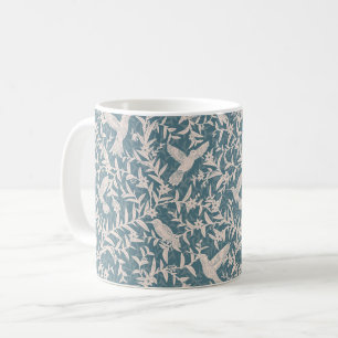 Hummingbirds foliage whimsical blue coffee mug