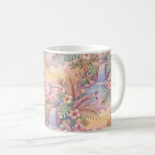 Hummingbirds Hibiscus Waterfall Cheerful Coffee Mug